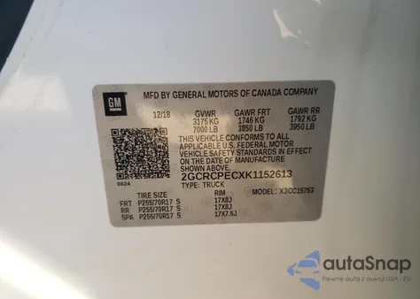 2019 Chevrolet Silverado Ld C1500 Lt z USA, uszkodzony, nr VIN 2GCRCPECXK1152613